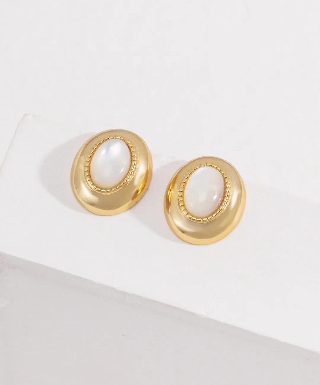 Mother of Pearl Stud Earrings - Gembea Jewelry