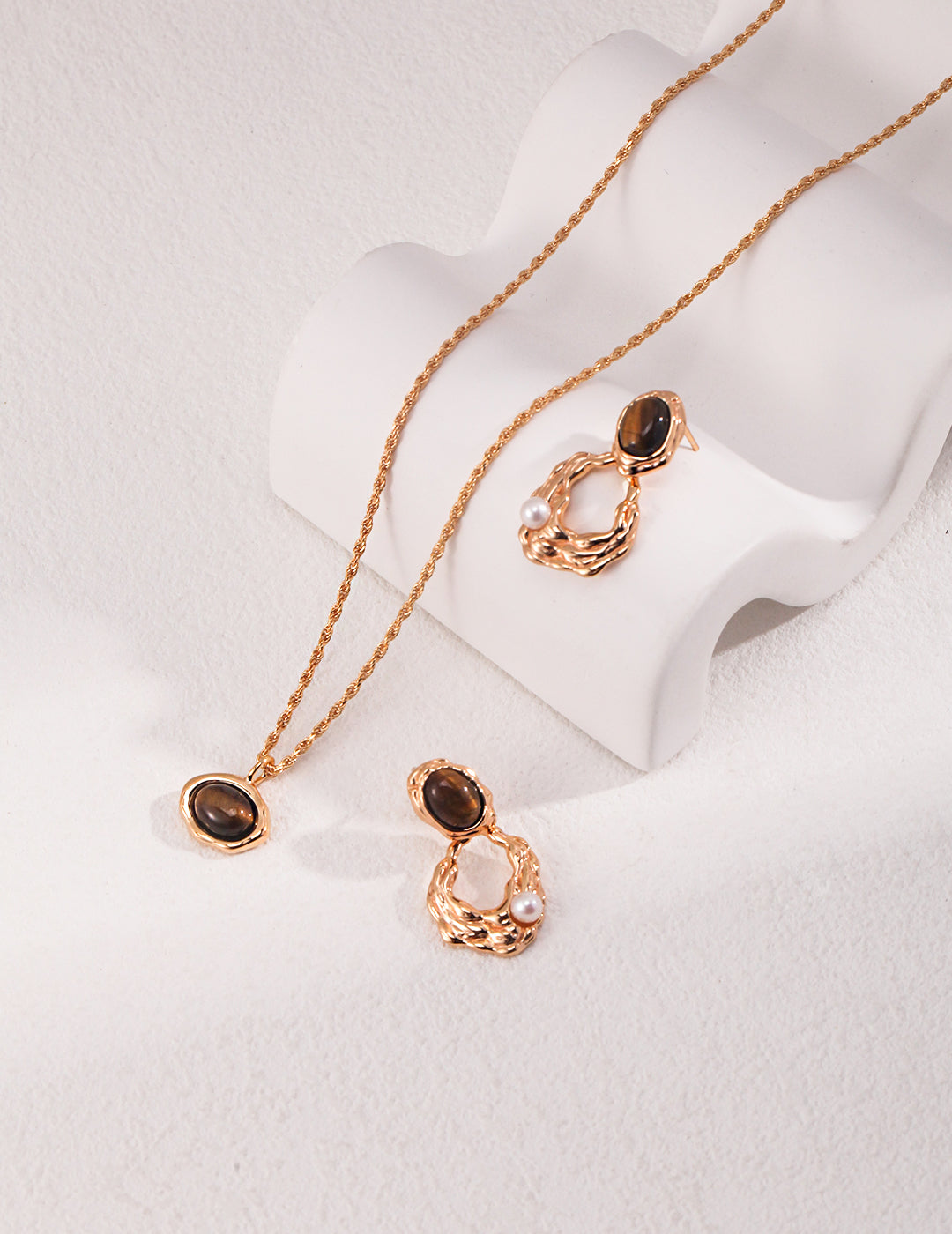 Gembea Jewelry Tiger Eye Stone Pearl Earrings