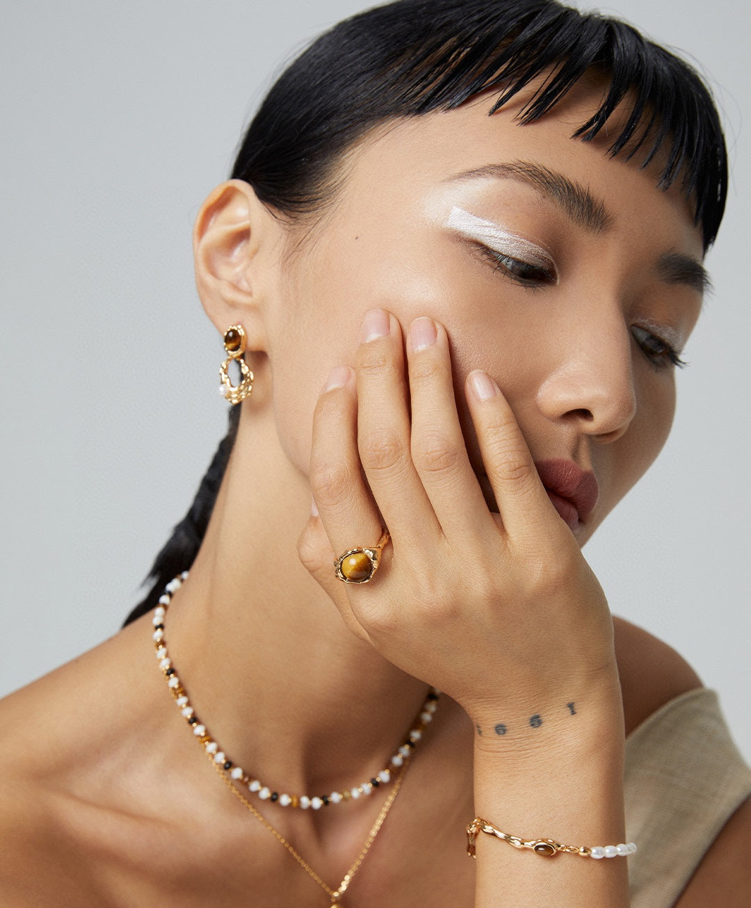 Gembea Jewelry Tiger's Eye Stone Opening Ring