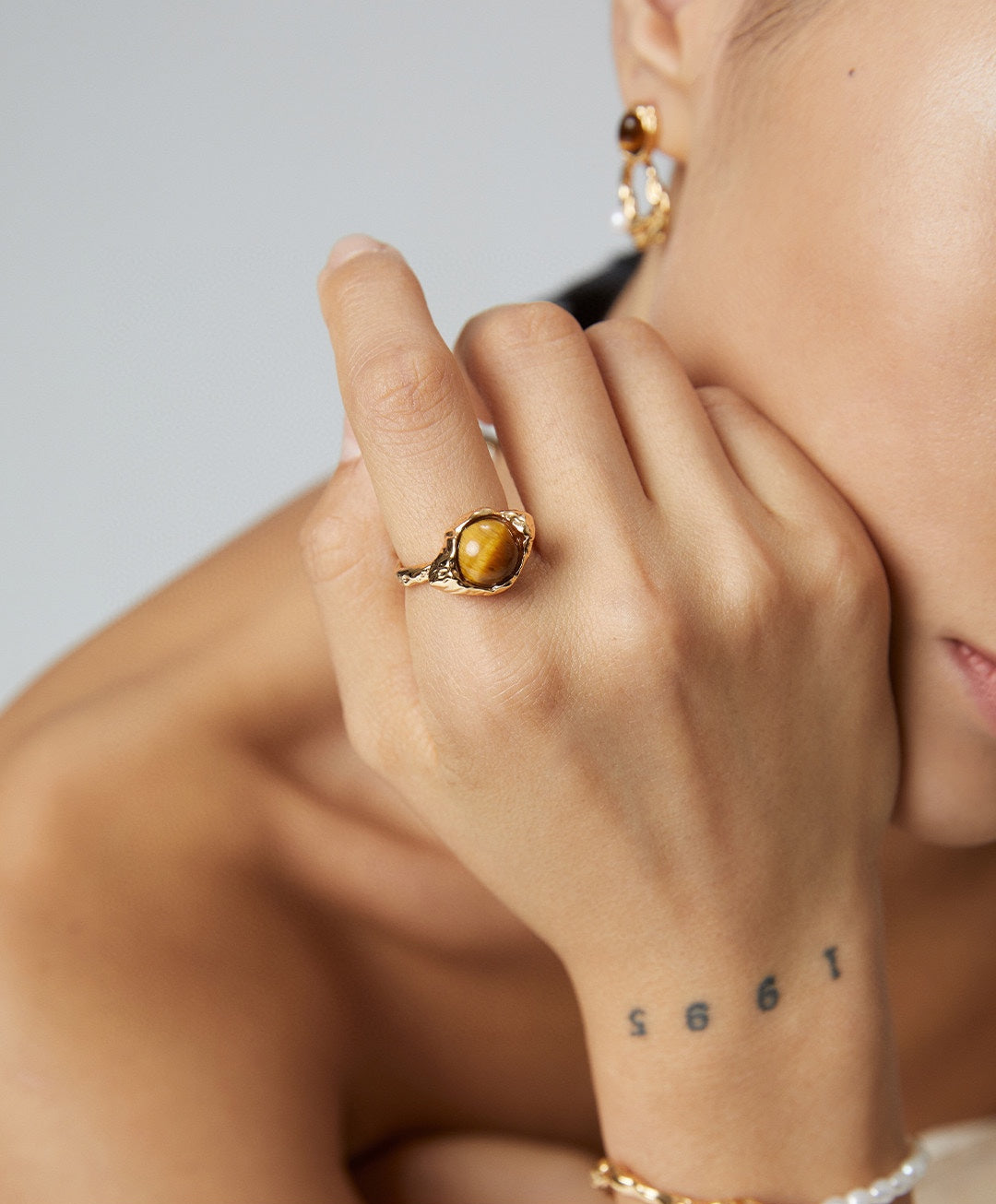 Gembea Jewelry Tiger's Eye Stone Opening Ring