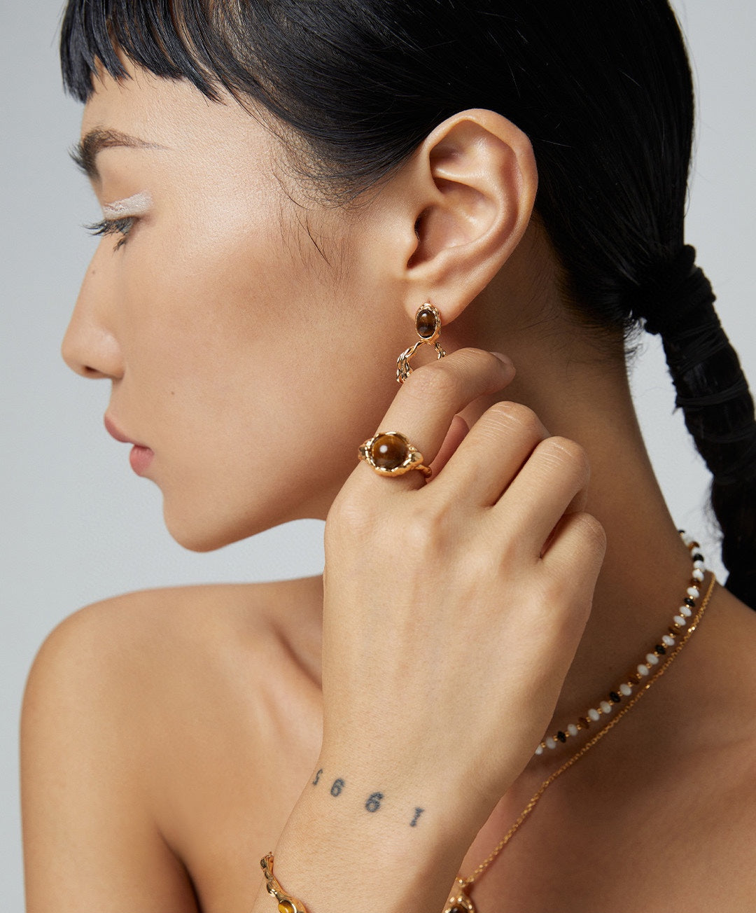 Gembea Jewelry Tiger's Eye Stone Opening Ring