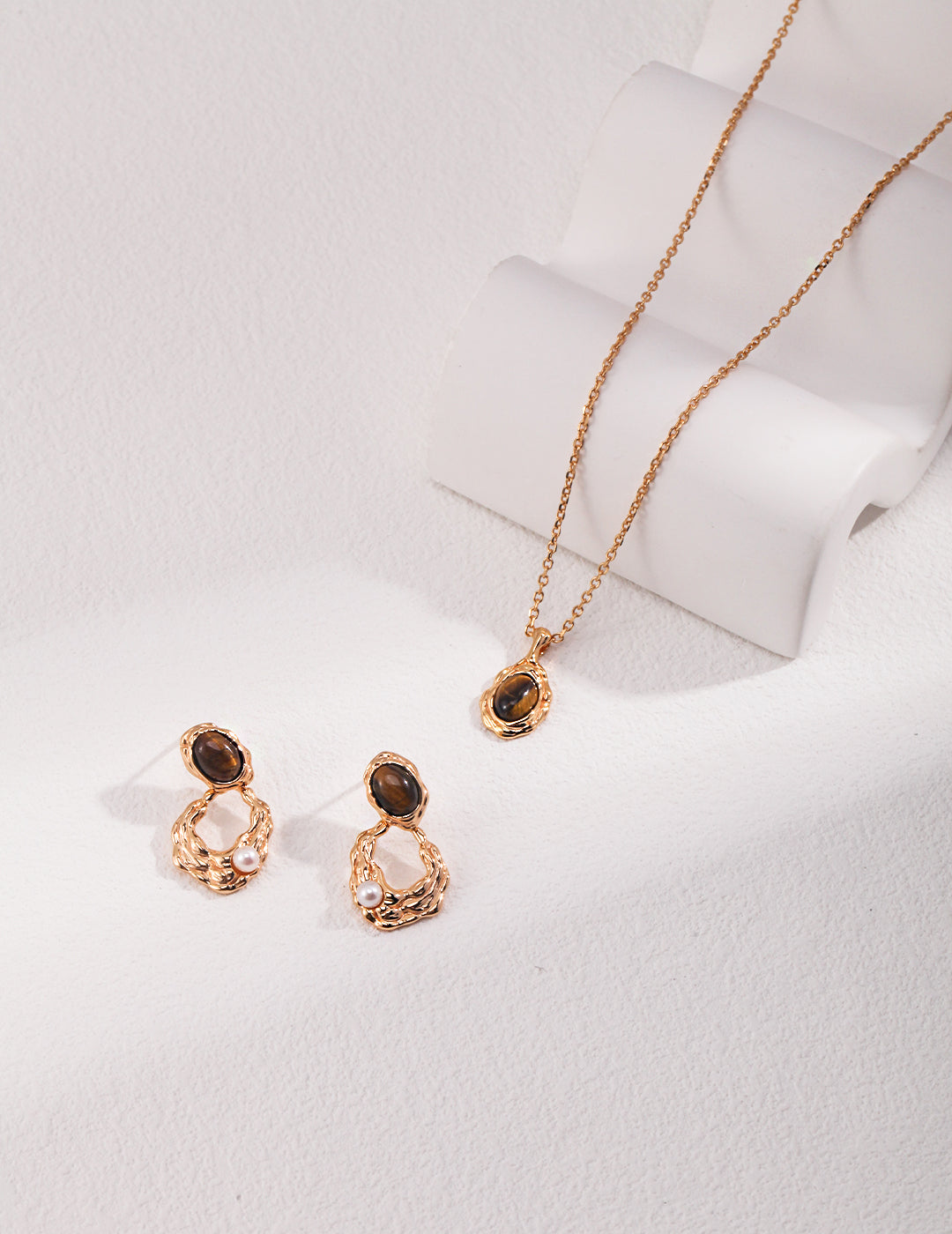 Tiger Eye Stone Malachite Chain Necklace