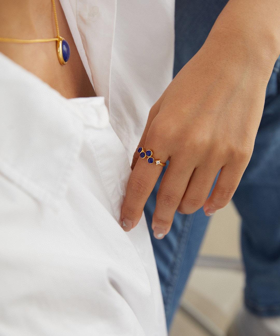 Gembea Jewelry Lazuli Days Series Blue Bloom Ring