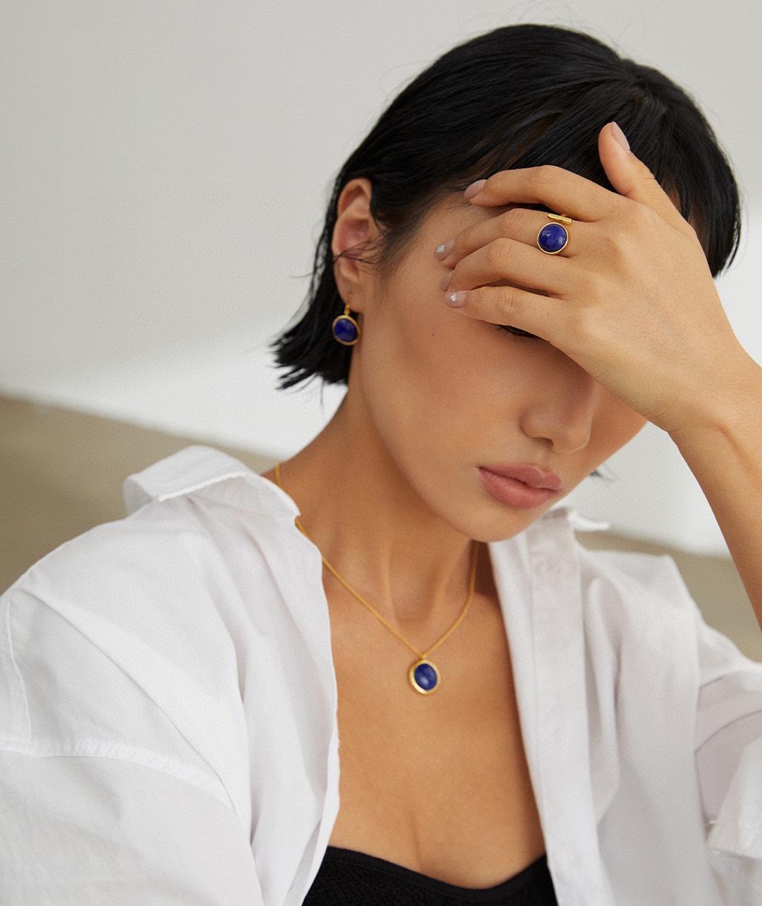 Gembea Jewelry Lazuli Days Series Blue Halo Ring