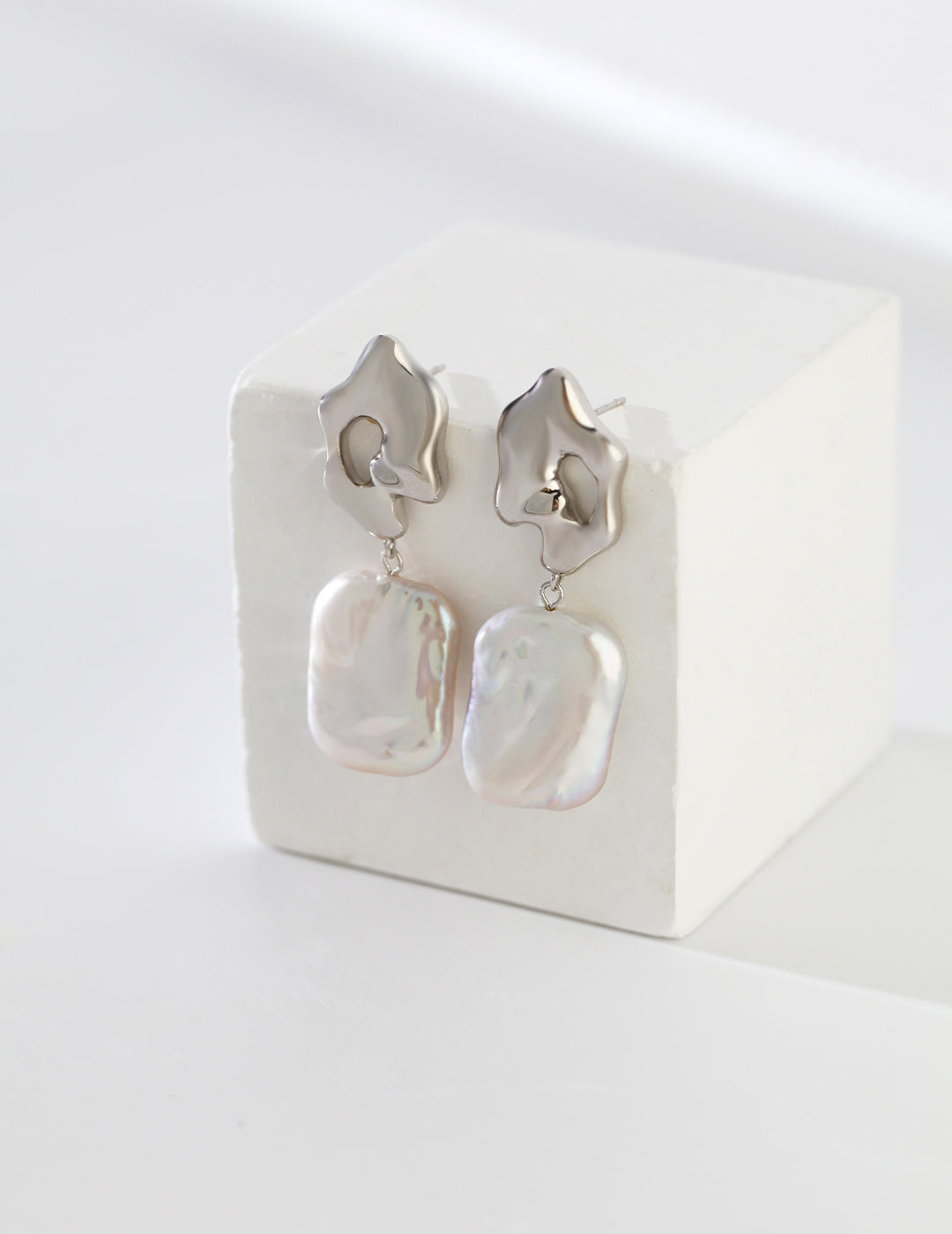 Gembea Jewelry Metal Irregular Baroque Pearl Earrings