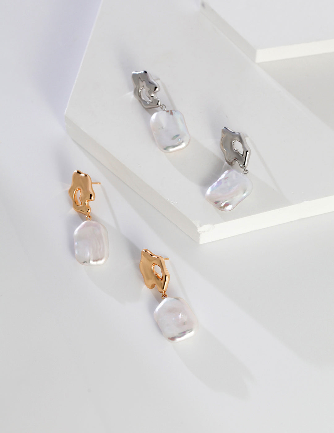 Gembea Jewelry Metal Irregular Baroque Pearl Earrings