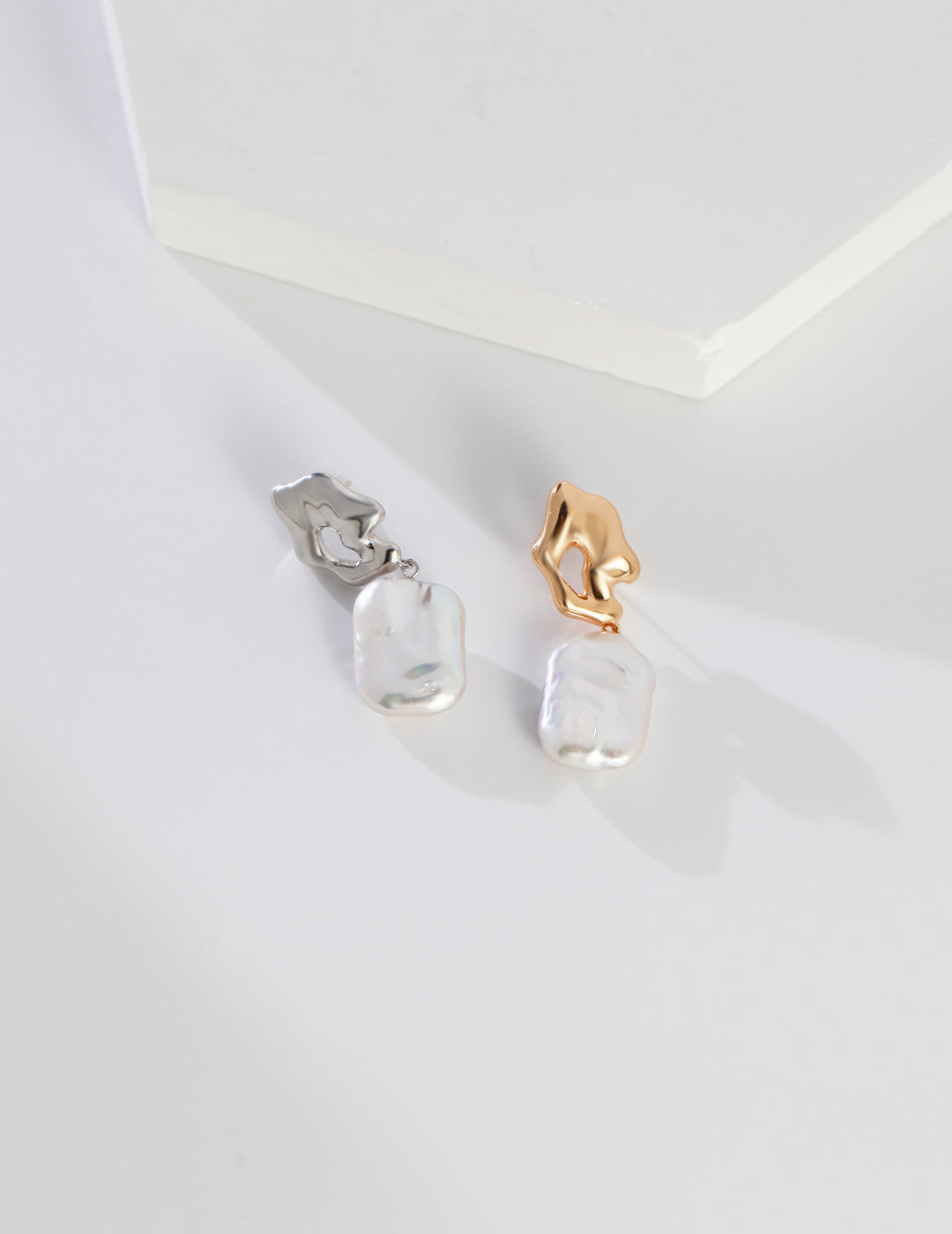 Gembea Jewelry Metal Irregular Baroque Pearl Earrings