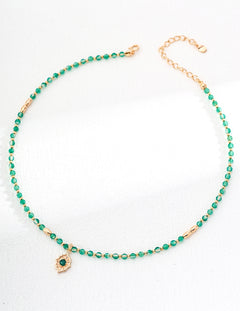 Gembea Jewelry Summer Vacation Green Agate Beaded Necklace
