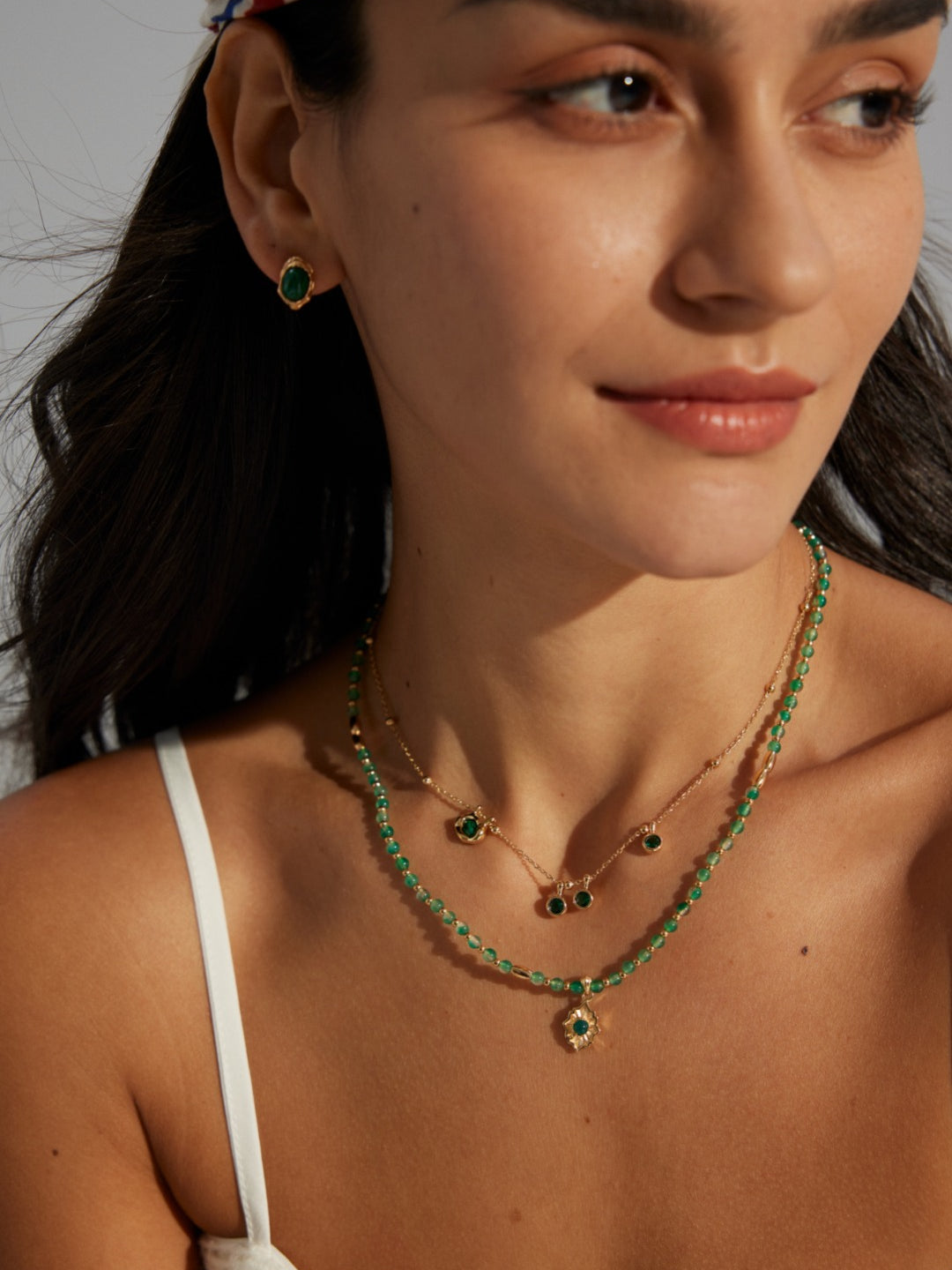 Gembea Jewelry Summer Vacation Green Agate Beaded Necklace