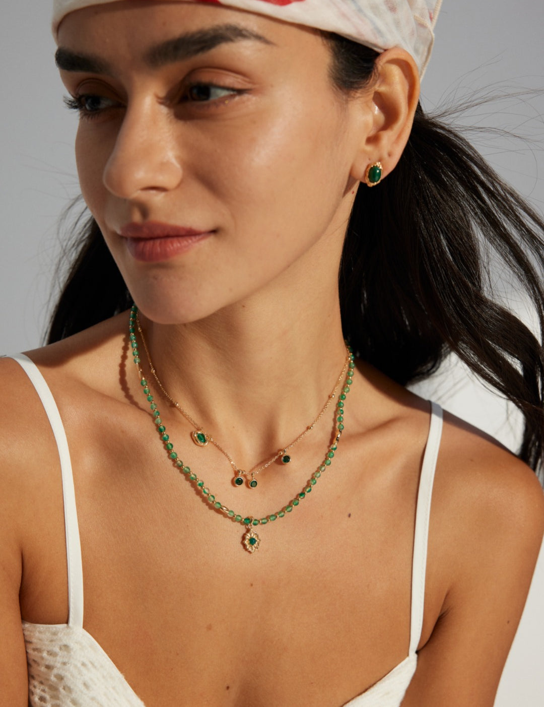 Gembea Jewelry Summer Vacation Green Agate Beaded Necklace