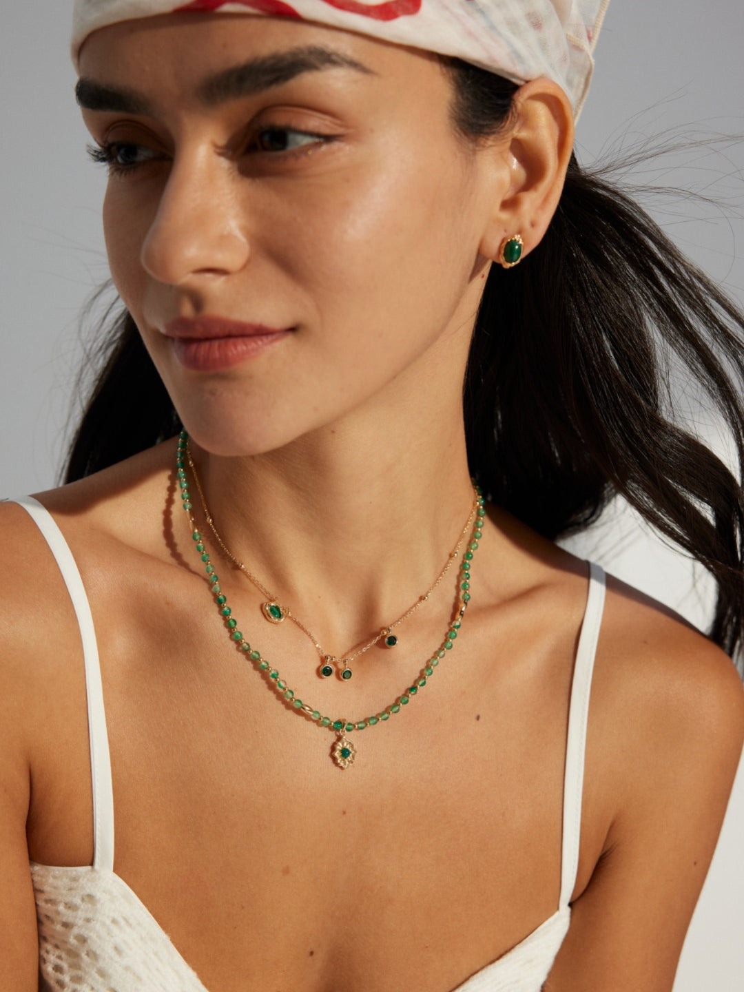 Gembea Jewelry Summer Vacation Green Agate Beaded Necklace