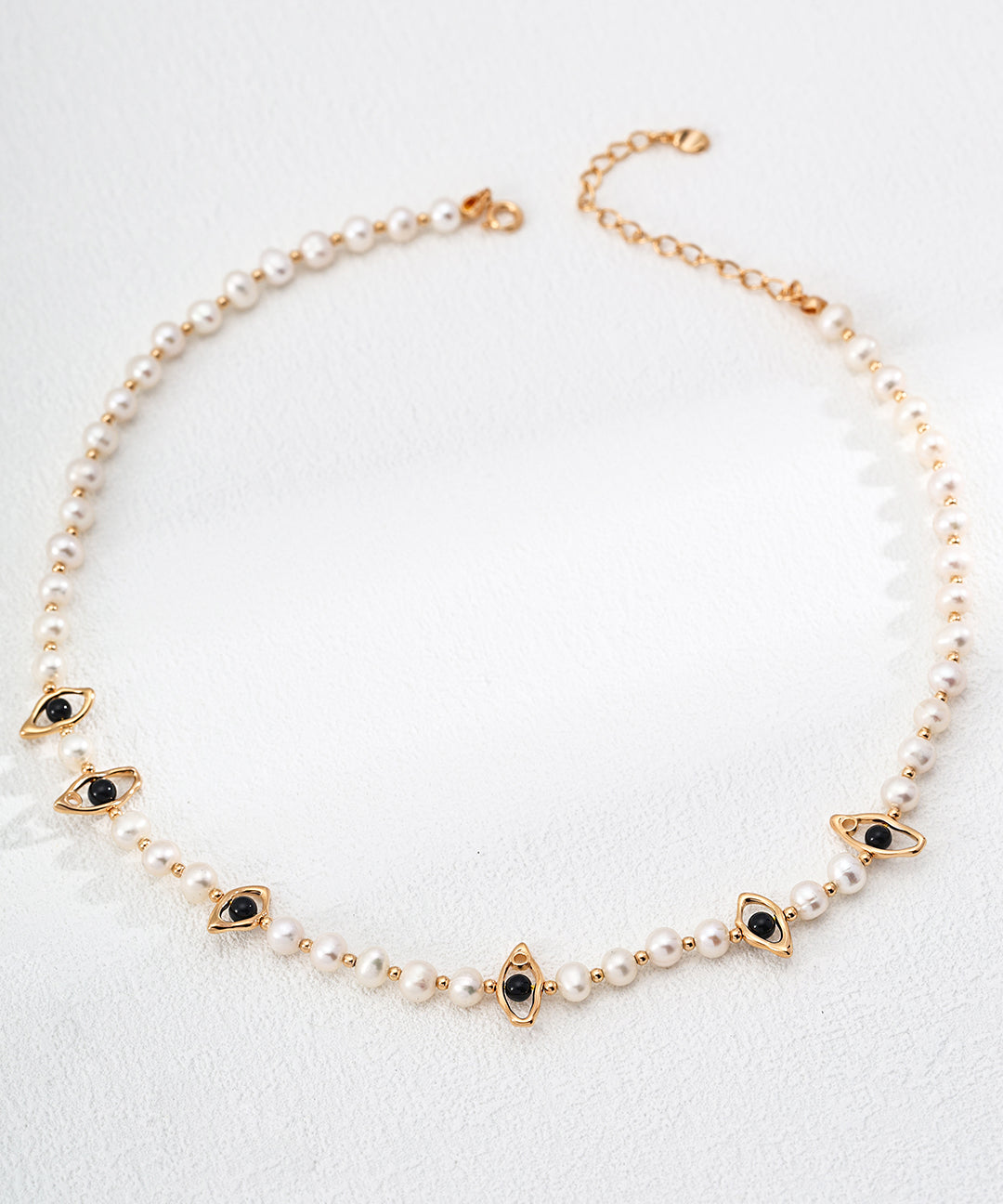 Gembea Jewelry Eyes Shaped Black Agate Pearl Necklace