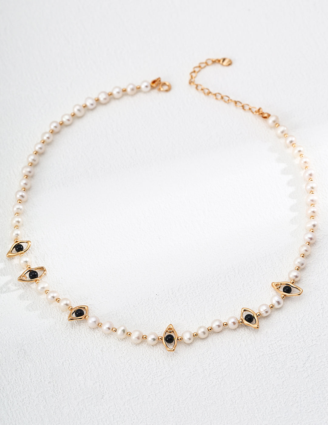 Gembea Jewelry Eyes Shaped Black Agate Pearl Necklace