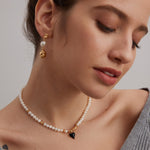 Gembea Jewelry Black Heart-shaped Glazed Pearl Necklace
