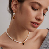 Gembea Jewelry Black Heart-shaped Glazed Pearl Necklace