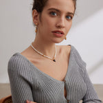 Gembea Jewelry Black Heart-shaped Glazed Pearl Necklace