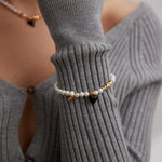Gembea Jewelry Black Heart-shaped Glazed Pearl Bracelet