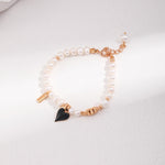 Gembea Jewelry Black Heart-shaped Glazed Pearl Bracelet
