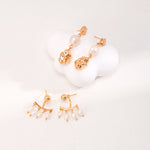 Gembea Jewelry Irregular Metal Balls and Baroque Pearl Drop Earrings