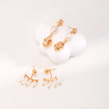 Gembea Jewelry Irregular Metal Balls and Baroque Pearl Drop Earrings