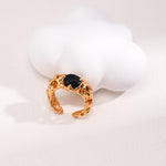 Gembea Jewelry Hollowed-Out Metal Black Agate Set Ring