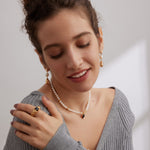 Gembea Jewelry Hollowed-Out Metal Black Agate Set Ring