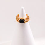 Gembea Jewelry Hollowed-Out Metal Black Agate Set Ring