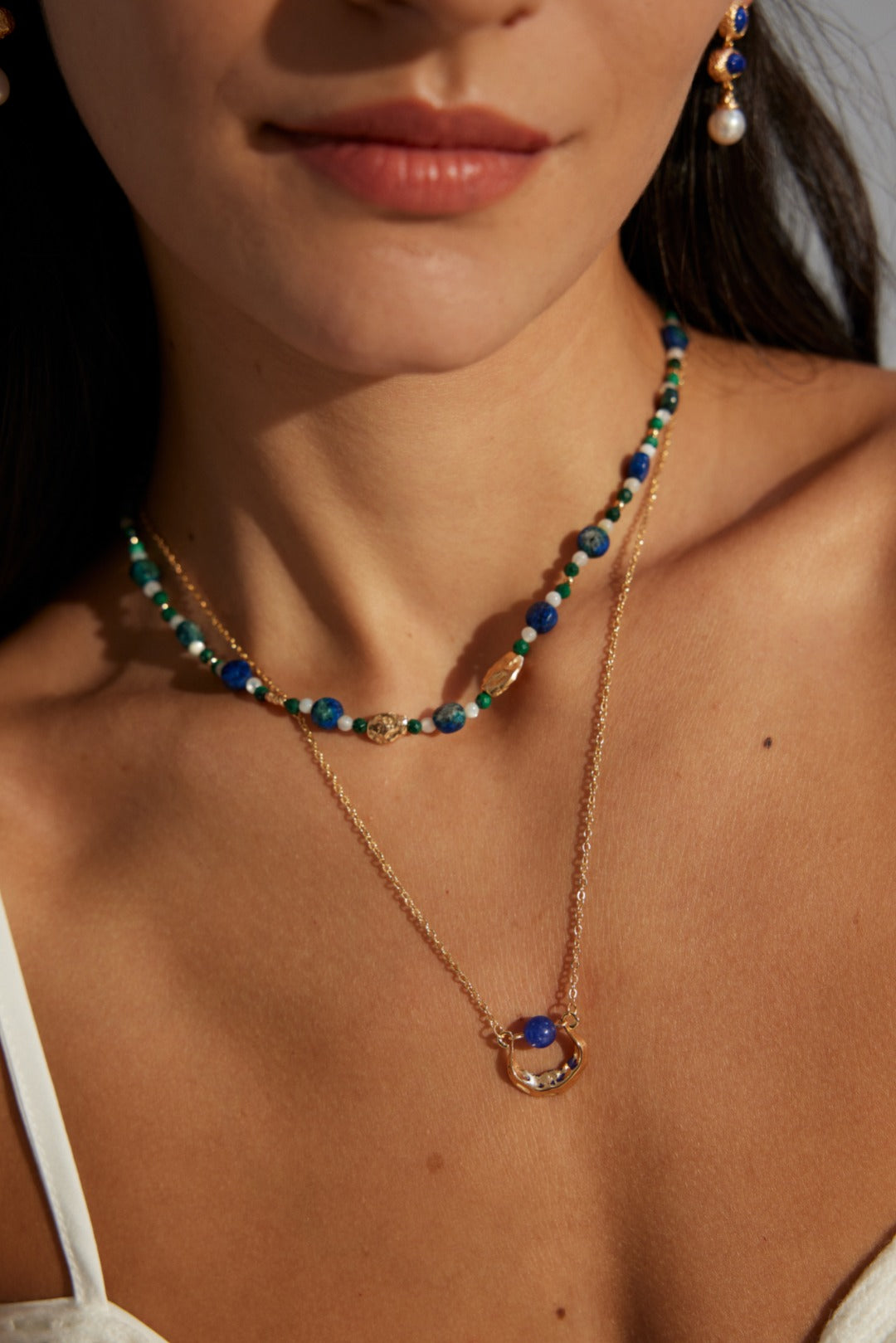 Lapis Lazuli Gold Chain Pendant Necklace-Gembea Jewelry
