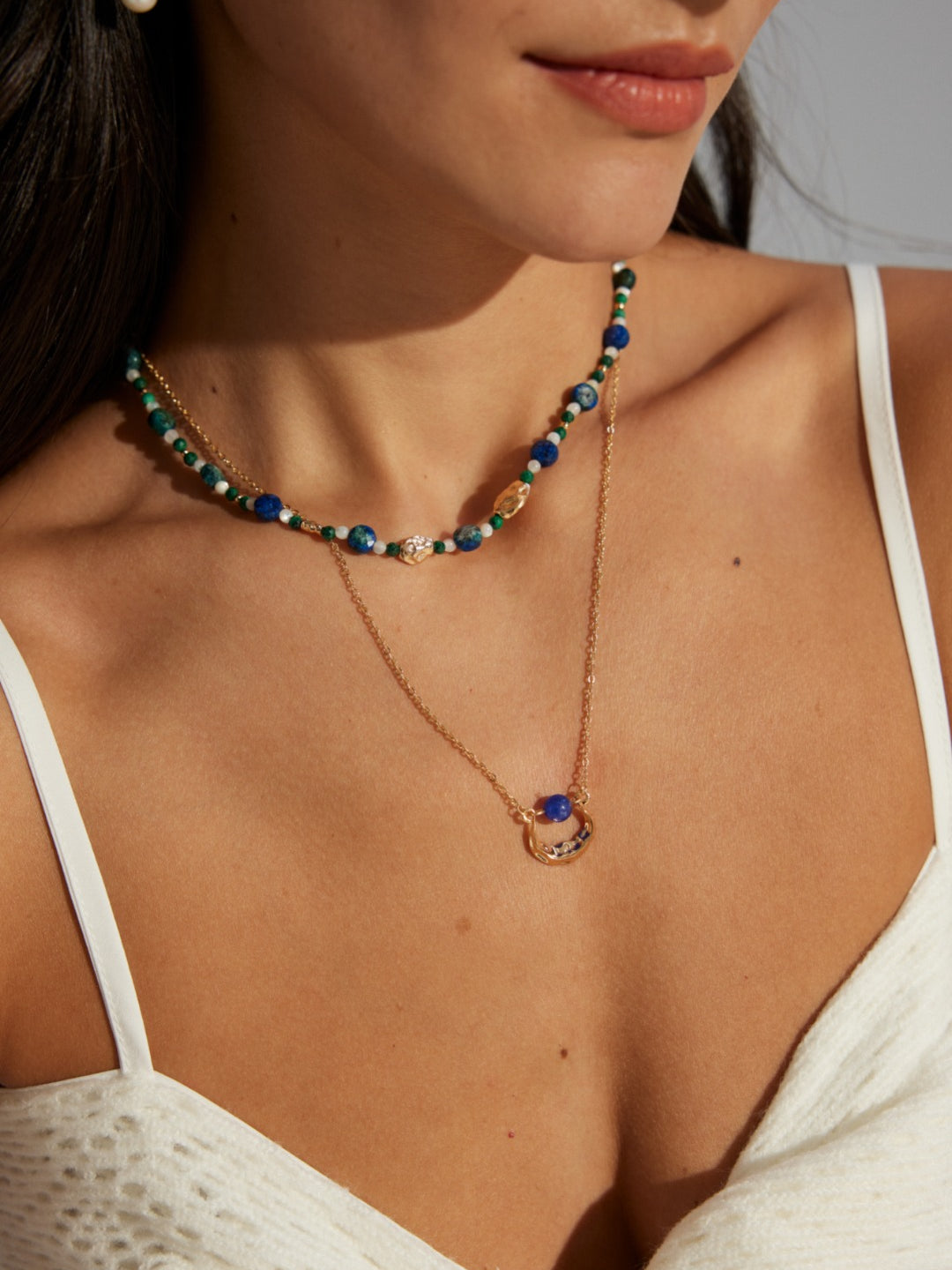 Lapis Lazuli Gold Chain Pendant Necklace-Gembea Jewelry