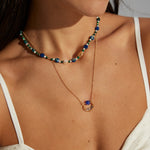 Lapis Lazuli Gold Chain Pendant Necklace-Gembea Jewelry