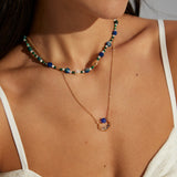 Lapis Lazuli Gold Chain Pendant Necklace-Gembea Jewelry