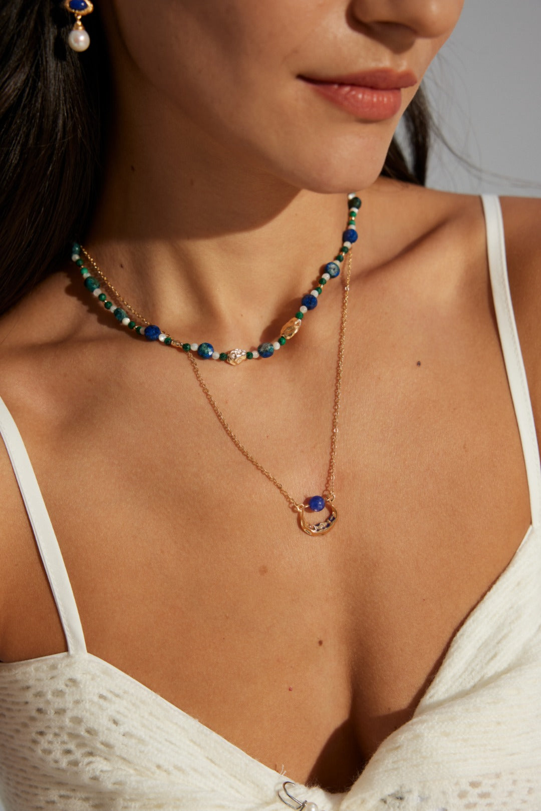 Lapis Lazuli Gold Chain Pendant Necklace-Gembea Jewelry