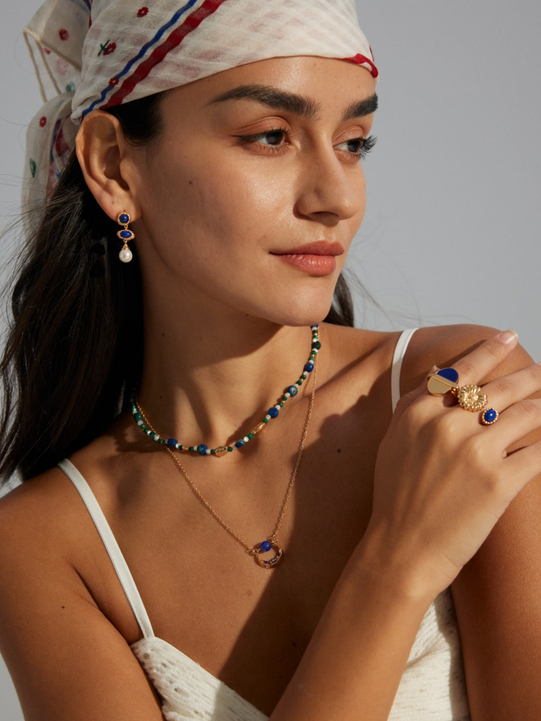 Lapis Lazuli Gold Chain Pendant Necklace-Gembea Jewelry