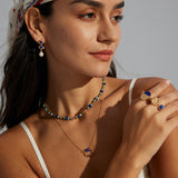 Lapis Lazuli Gold Chain Pendant Necklace-Gembea Jewelry