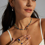 Lapis Lazuli Gold Chain Pendant Necklace-Gembea Jewelry