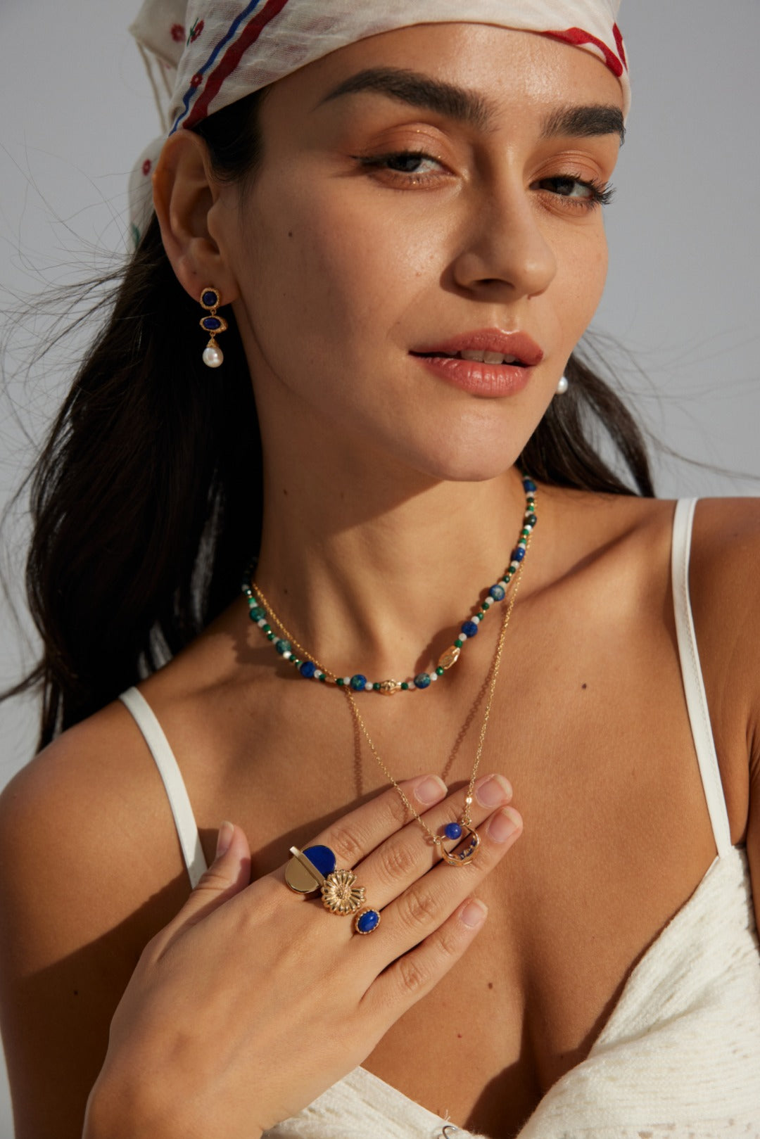 Lapis Lazuli Gold Chain Pendant Necklace-Gembea Jewelry
