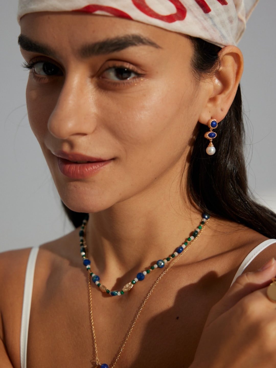 Vintage Lapis Lazuli Pearl Drop Earrings-Gembea Jewelry