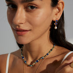 Vintage Lapis Lazuli Pearl Drop Earrings-Gembea Jewelry