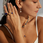 Vintage Lapis Lazuli Pearl Drop Earrings-Gembea Jewelry