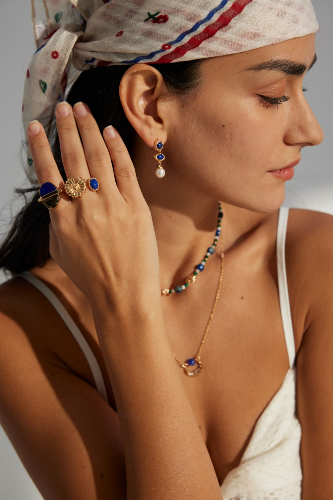 Vintage Lapis Lazuli Pearl Drop Earrings-Gembea Jewelry
