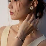 Metal Lava Pearl Stud Earrings-Gembea Jewelry