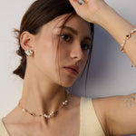 Metal Lava Pearl Stud Earrings-Gembea Jewelry
