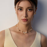 Minimalist Black Agate Pearl Chain Necklace-Gembea Jewelry