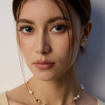 Minimalist Black Agate Pearl Chain Necklace-Gembea Jewelry