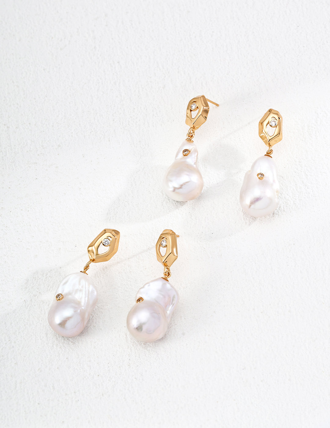 Zircon Baroque Pearl Drop Earrings-Gembea Jewelry