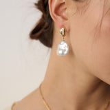 Zircon Baroque Pearl Drop Earrings-Gembea Jewelry