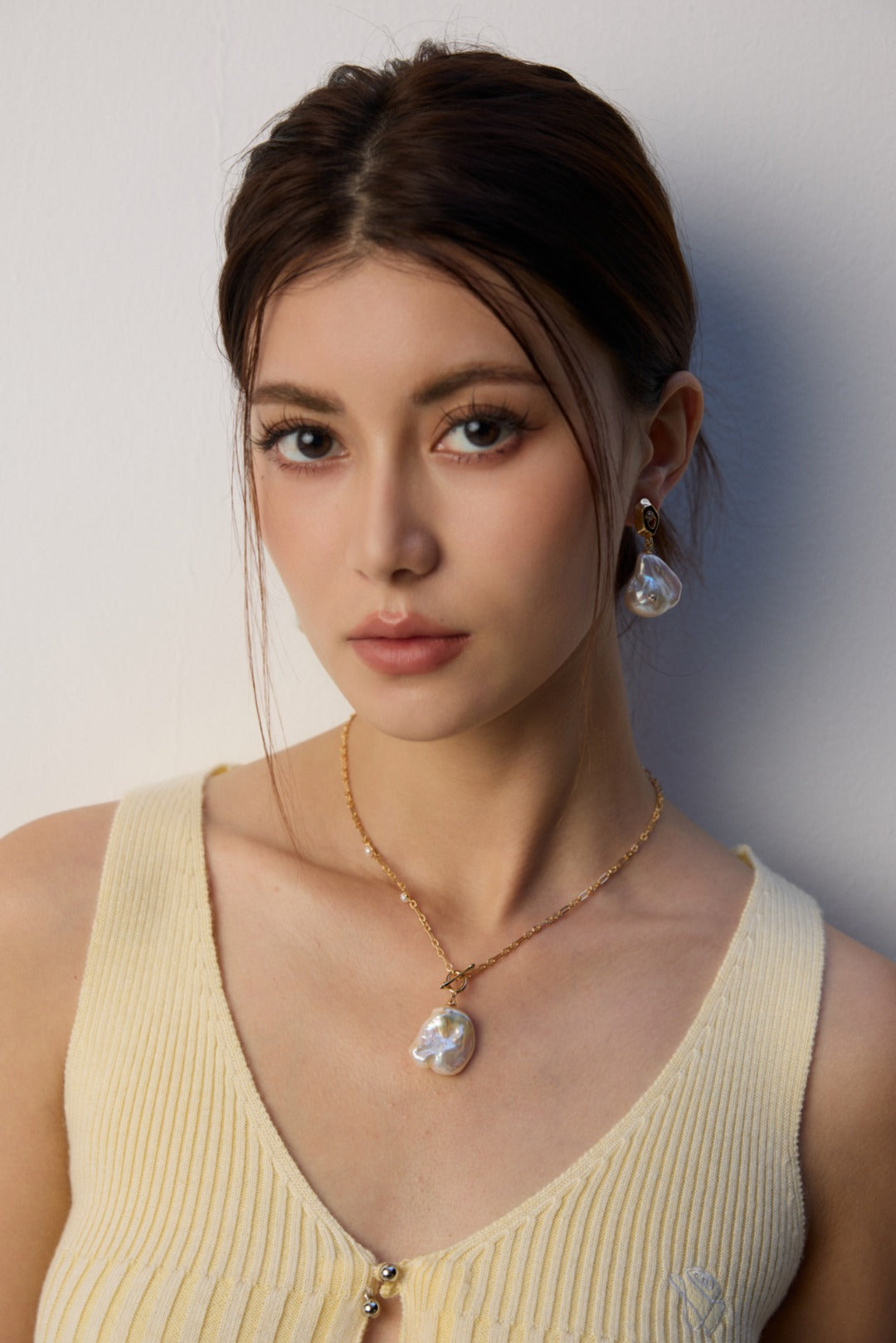 Zircon Baroque Pearl Drop Earrings-Gembea Jewelry