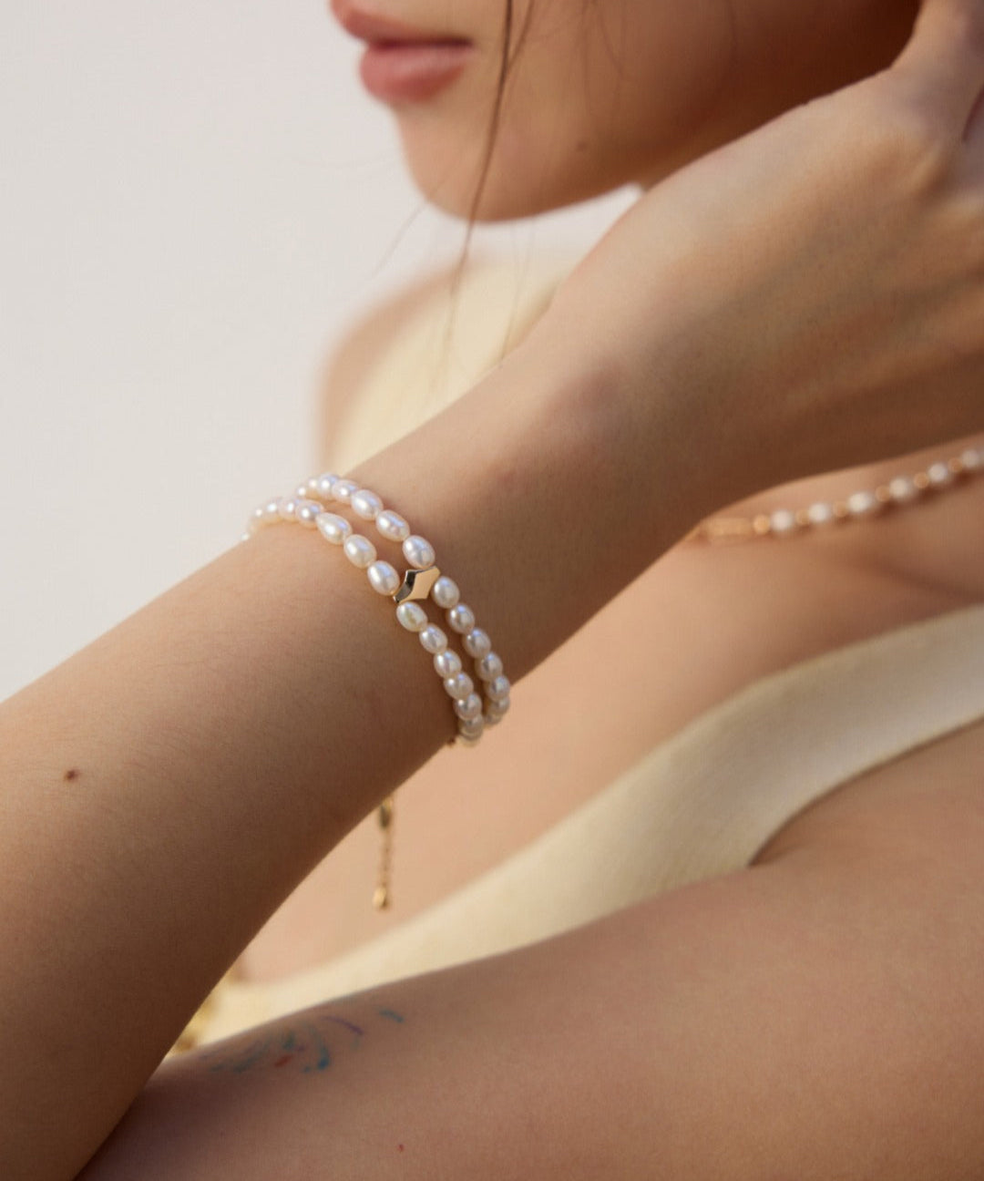 Double-layer Natural Pearl Beaded Bracelet-Gembea Jewelry