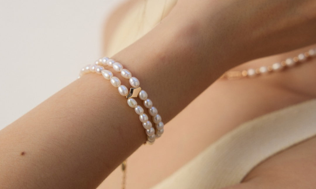 Double-layer Natural Pearl Beaded Bracelet-Gembea Jewelry