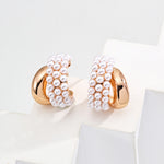 C-shaped Artificial Pearl Earrings-Gembea Jewelry